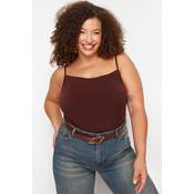 Trendyol Curve Brown Sandy Knitted Plus Size Blouse