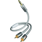 Inakustik Priključni kabel Inakustik, 3,5 mm moški banana kon./2 x m.cinch k., belo-srebrn, 5 m