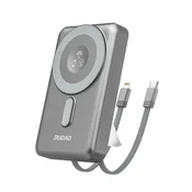 DUDAO Prenosna baterija K29 10000mAh MagSafe kovinsko ohišje stojalo kabli USB-C iPhone Lightning PD 20W - siva