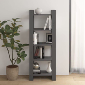 Ormaric za knjige / pregrada sivi 60x35x160 cm od masivnog drva