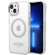 shumee Ovitek Guess Metal Outline MagSafe za iPhone 14 Plus (prozoren/srebrn)