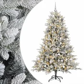 Vidaxl Umjetno božično drevo z okrasnimi kroglami 210 cm 300 LED