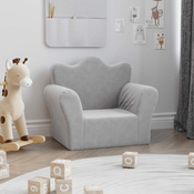 Djecja sofa svjetlosiva od mekanog pliša