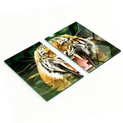 shumee Steklene kuhinjske deske za rezanje z grafiko rjovečega tigra 2x40x52 cm