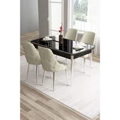 Hanah Home trpezarijski set Tia, sto i 4 stolice, ploca u dekoru crnog mermera, hromirane noge, krem tkanina Babyface