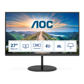 AOC V4 U27V4EA racunalni monitor 68,6 cm (27) 3840 x 2160 pikseli 4K Ultra HD LED Crno