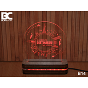 Black Cut 3D Lampa Znamenitosti Crvena