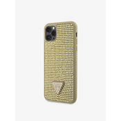 Guess Rhinestones Triangle Metal Logo Kryt pro iPhone 11 Pro Max Gold Ovitek za telefon Vijolična
