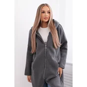 Long insulated graphite sweatshirt