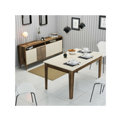 Hanah Home Set trpezarijski sto i komoda Milan 525, 2 komada, Orah-krem