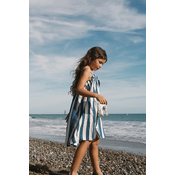 Otroška obleka z dodatkom lana Tinycottons LIGHT NAVY STRIPES DRESS