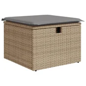 Vidaxl Vrtni stolček z blazino bež 55x55x37 cm poli ratan