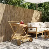 vidaXL Voziček za čaj z kolesi Naravna 79 x 67.5 x 84 cm Bambus
