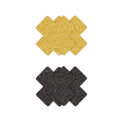 NS Novelties Pretty Pasties Glitter Cross Black Gold 2 Pairs