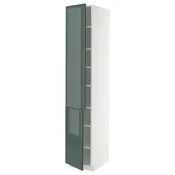 METOD Visoki element s policama/2 vrata, bela/Kallarp tamna sivozelena visokog sjaja, 40x60x220 cm