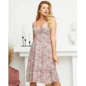 Resti Pink and green womens summer dress with flowers - Clothing