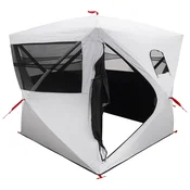 vidaXL vidaXL Lovski šotor s streho Bela zatemnitev 143 x 143 x 165 cm, (5000309640)