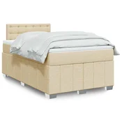 vidaXL vidaXL Box spring postelja z vzmetnico krem 120x190 cm blago, (21321084)
