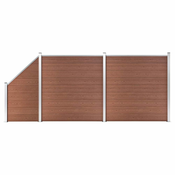 Set WPC ograda 2 kvadratne + 1 kosa 446 x 186 cm smedi