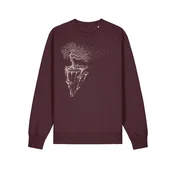Life-Tree Majica Organic Fairwear Sweater Unisex Red Brown Maple Island kostanj rjava