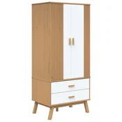 Vidaxl Garderobna omara OLDEN belo rjava 76,5x53x172 cm trdna borovina