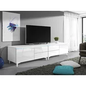 TV stol Nashville 128 Sjajno bijela, Bijela, S ladicama, S vratima, 200x43x45cm