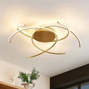 Lindby LED stropna svetilka Yareli, zlata, kovina, O 70cm - Dnevna soba/jedilnica - Sodobni - zlato