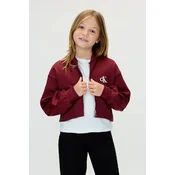 Otroška bomber jakna Calvin Klein Jeans bordo barva, IG0IG03076