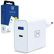 Zidni polnilnik 45W PD 3.0 QC4+ USB-A USB-C, bel