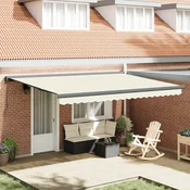 vidaXL Zložljiva tenda krem 4x3 m blago in aluminij