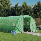 Greatstore Rastlinjak z jeklenim ogrodjem zelen 54 m2 18x3x2 m