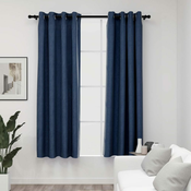 Greatstore Zatemnitvene zavese z obročki 2 kosa modre 140x175 cm