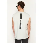 Trendyol Gray Oversize Fit Far East Printed Undershirt-T-Shirt