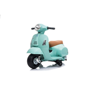 Beneo Električni motocikel Vespa GTS, turkizna, s pomožnimi kolesi, Licenca, 6V baterija, usnjen sedež, 30W motor