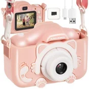 Kruzzel Otroški fotoaparat roza 32GB miniSD kartica