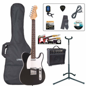 Encore EBP-E2BLK Electric Guitar Outfit Gloss Black