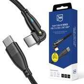 3MK Dodatki - Hyper Cable N-SERIES C do C 2m PD 3.0 QC 3.0 20V/3A 60W Črna - Vrtljiv