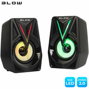 BLOW zvučnici za računalo i gaming BALANCE, 2.0 Stereo, USB, RGB LED rasvjeta, 2x4W, crni