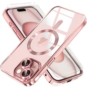 Overboard Ovitek za iPhone 15, Electro MagSafe, roza + zaščita za zaslon