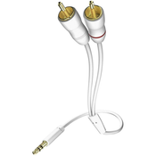 Inakustik Cinch/klinken avdio priključni kabel [2x Cinch vtič - 1x klinken vtič 3.5 mm] 7.50 m bele barve, pozlačeni vtični kontakti