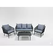 Garden Line SET VRTAH ŠTIRIH KOLES - ANTRACIT, BLUDE - SIVE (2 STOOLI + SOFA + MIZA)
