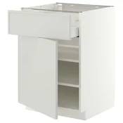 METOD / MAXIMERA Podni element s ladicom/vratima, bijela/Aspudden svijetlo siva, 60x60 cm