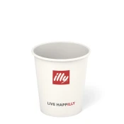 Illy papirnati lonček s pokrovom za kavo bel 89 ml