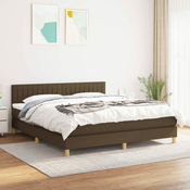 Greatstore Box spring postelja z vzmetnico temno rjava 180x200 cm blago