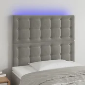 Vidaxl vidaXL Vzglavje postelje z LED svetlo sivo 100x5x118/128 cm žamet