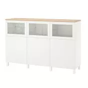 BESTA Kombin. odlaganje s vratima, Lappviken/Stubbarp/Sindvik belo bistro staklo, 180x42x114 cm