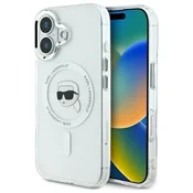 slomart Etui Karl Lagerfeld IML Metal Karl Head MagSafe za iPhone 16 Plus - belo