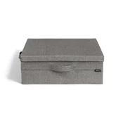 Siva tekstilna škatla za shranjevanje s pokrovom 46x56x16 cm Soft Storage Low – Bigso
