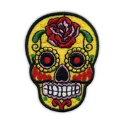 shumee Našitek mehiške lobanje Calavera rumene barve - Prišitje - Vezen našitek/značka/emblem