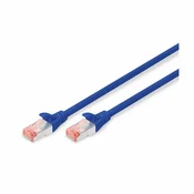 DIGITUS Digitus DK-1644-100/B RJ45 omrežni kabel CAT6 S/FTP 10 m modra pletena zaščita, brez halogena, ognjevaren, zaščita iz folije, zaščiten, zviti pari 1 k, (20416812)
